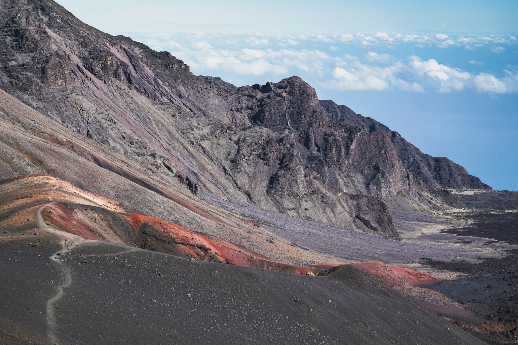 Red cinder trail in Haleakalā
