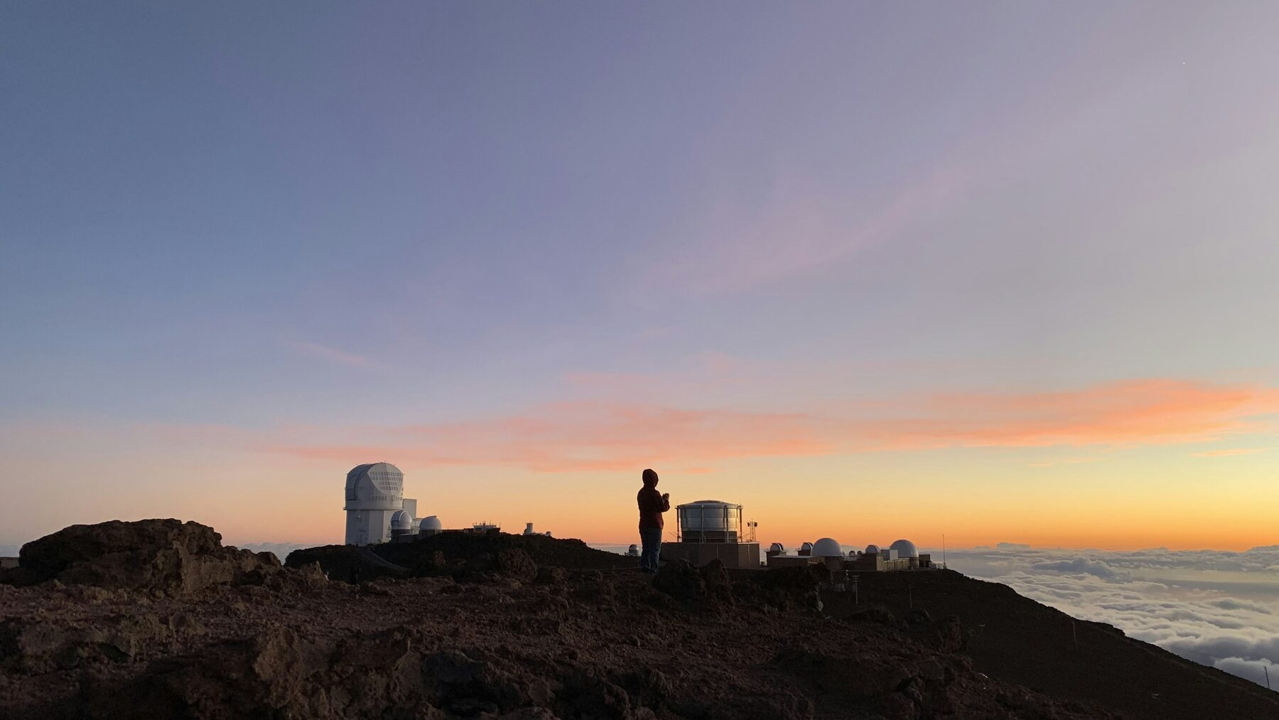 Observatory silhouette at Haleakalā